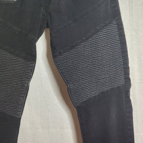 Reset Moto Black Straight Leg Zip Pocket Detail Cotton Span Stretch Jeans Sz 10 - Picture 7 of 16